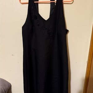 Karin Stevens Black Midi Dress with Floral Detail